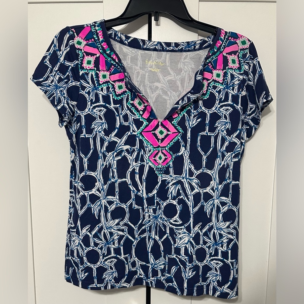Lilly Pulitzer Navy and Pink Blouse